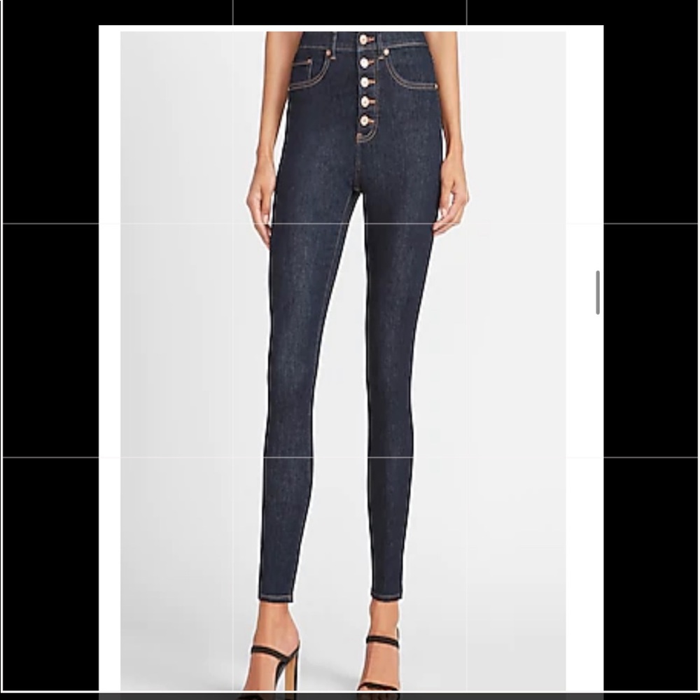 Super High Waisted Button Fly Skinny Jeans Size 2